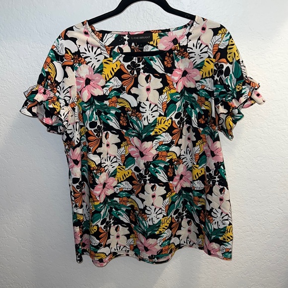 Lame Bryant Floral Blouse Ruffle Sleeve size 14 - Picture 3 of 7